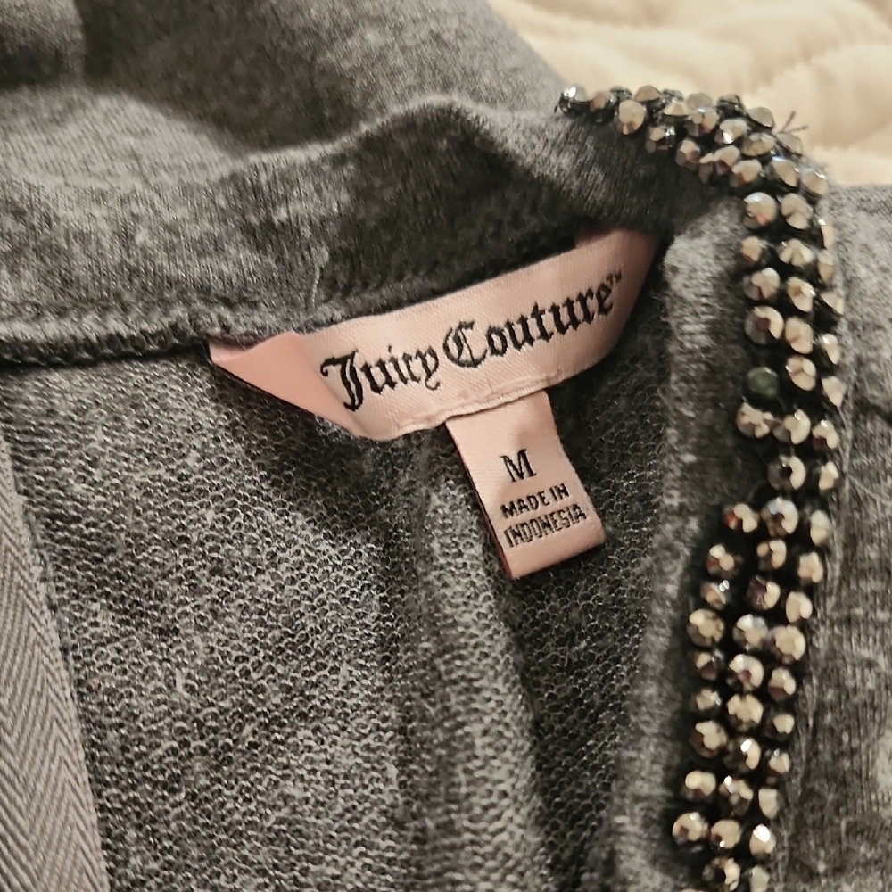Size M Juicy Couture Charcoal Romper with Rhinestone Detail